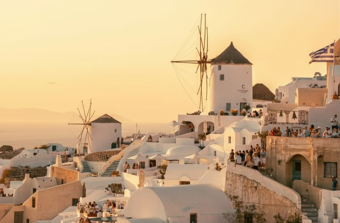 하얀 마을과 푸른 지중해, 세계에서 가장 유명한 석양
산토리니 이아